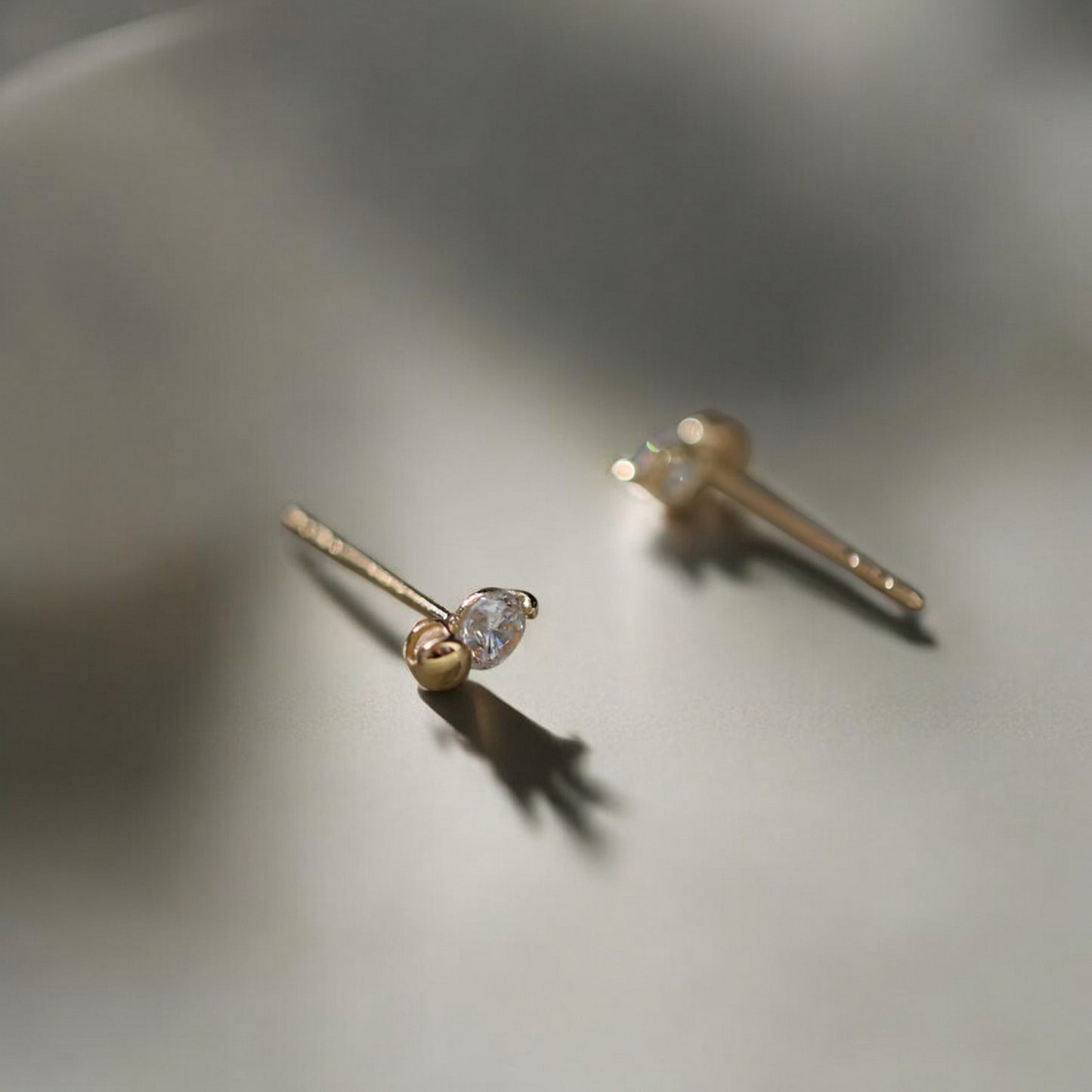 9k Gold Minimal Dainty Mini Sparkling Zircon Stud Earrings