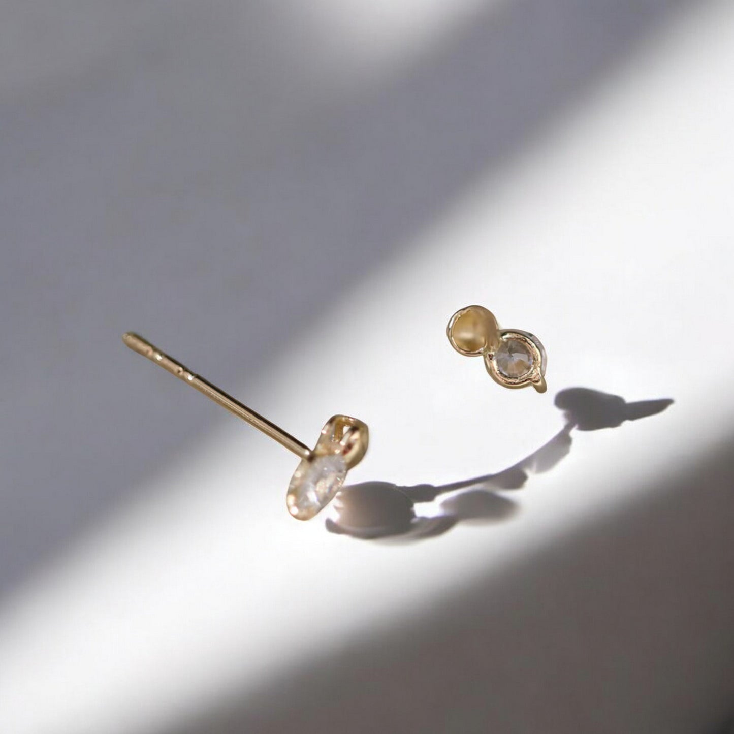 9k Gold Minimal Dainty Mini Sparkling Zircon Stud Earrings
