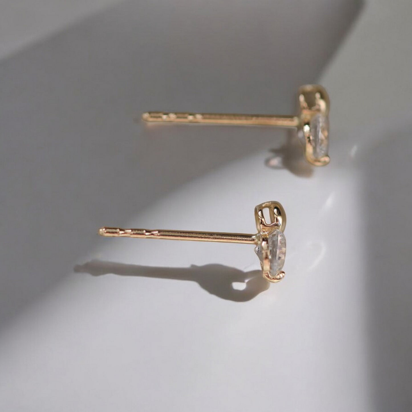 9k Gold Minimal Dainty Mini Sparkling Zircon Stud Earrings