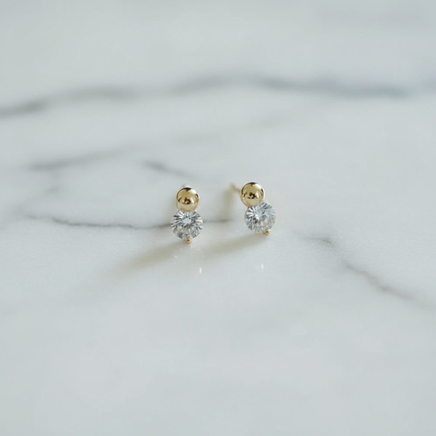 9k Gold Minimal Dainty Mini Sparkling Zircon Stud Earrings
