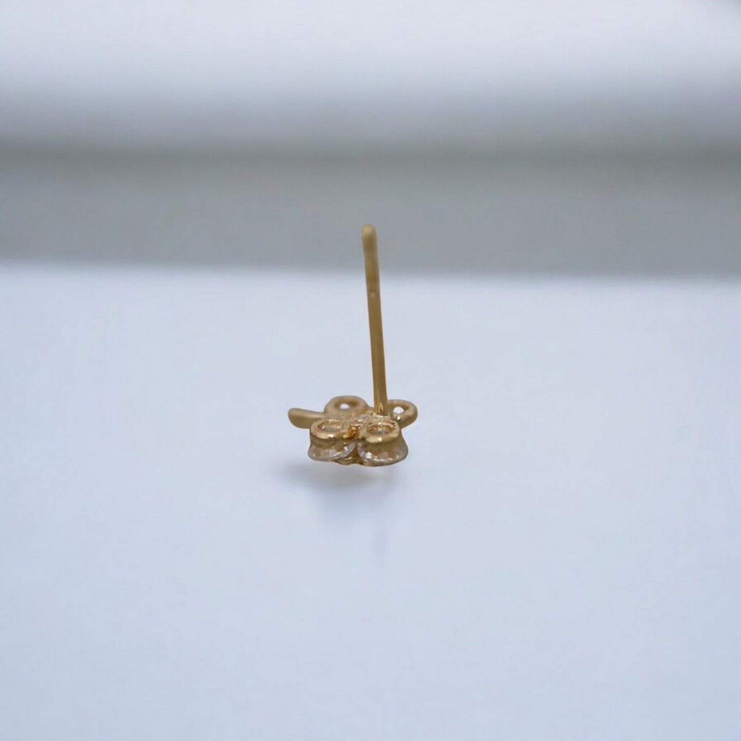 9k Gold Minimal Dainty Sparkling Zircon Clover Leaf Stud Earrings
