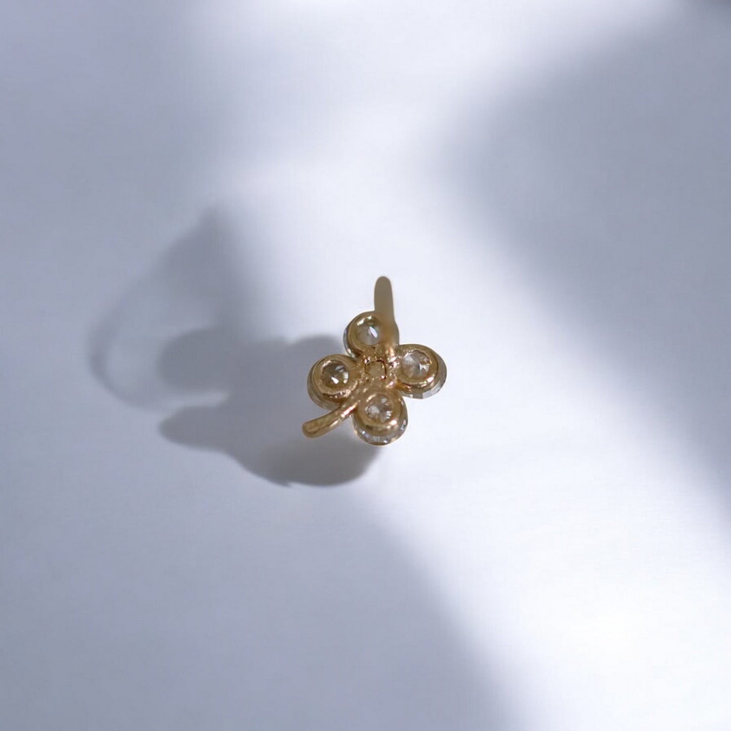 9k Gold Minimal Dainty Sparkling Zircon Clover Leaf Stud Earrings