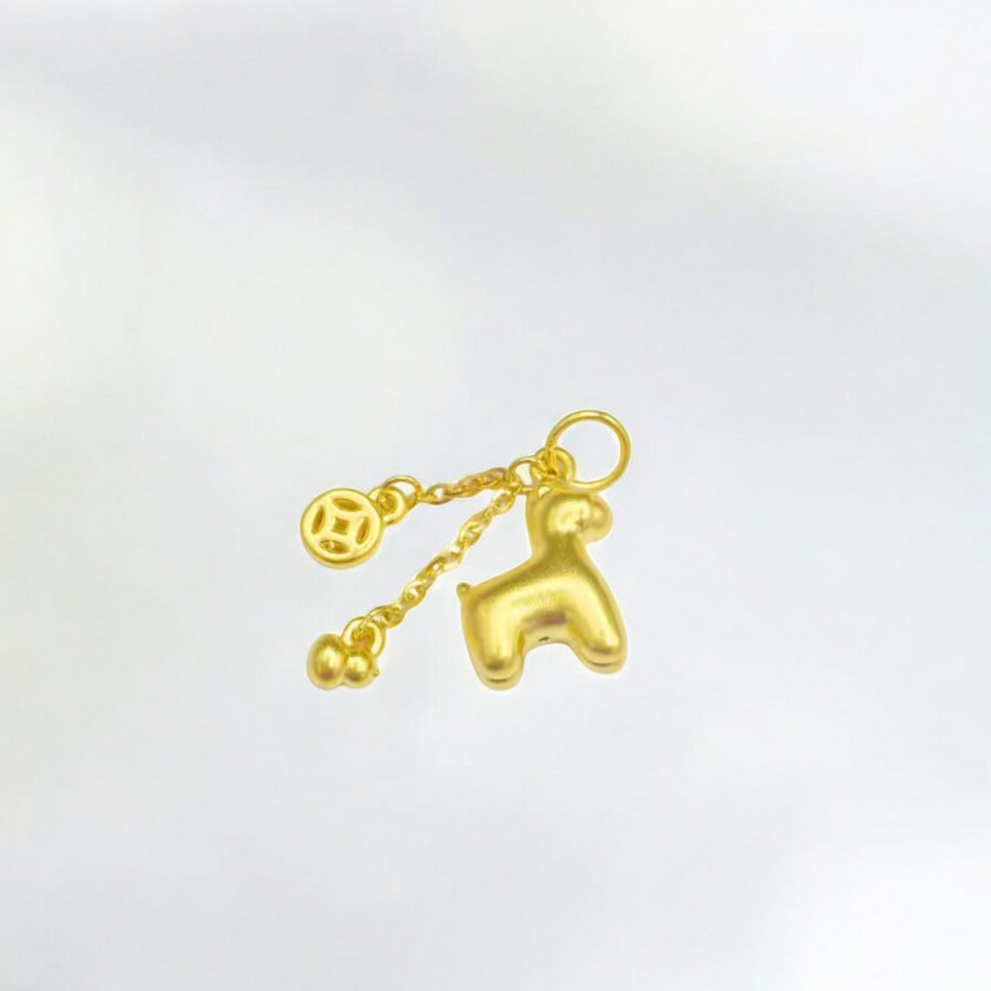 24K 999 Pure 3D Hard Gold Zodiac Horse Pendant Charm