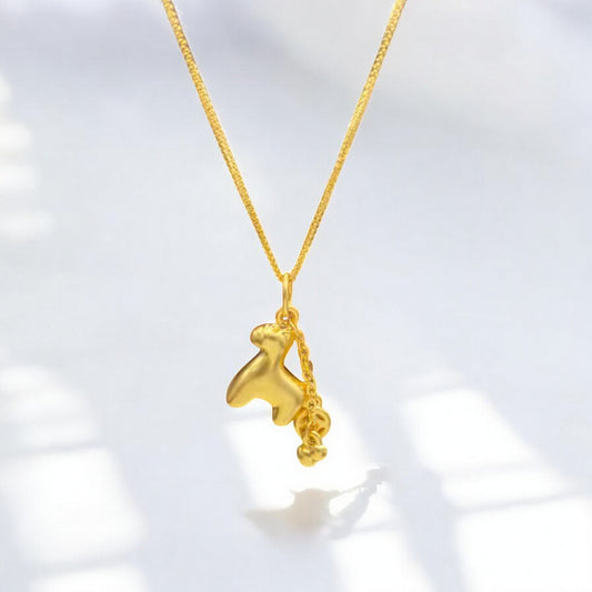 24K 999 Pure 3D Hard Gold Zodiac Horse Pendant Charm