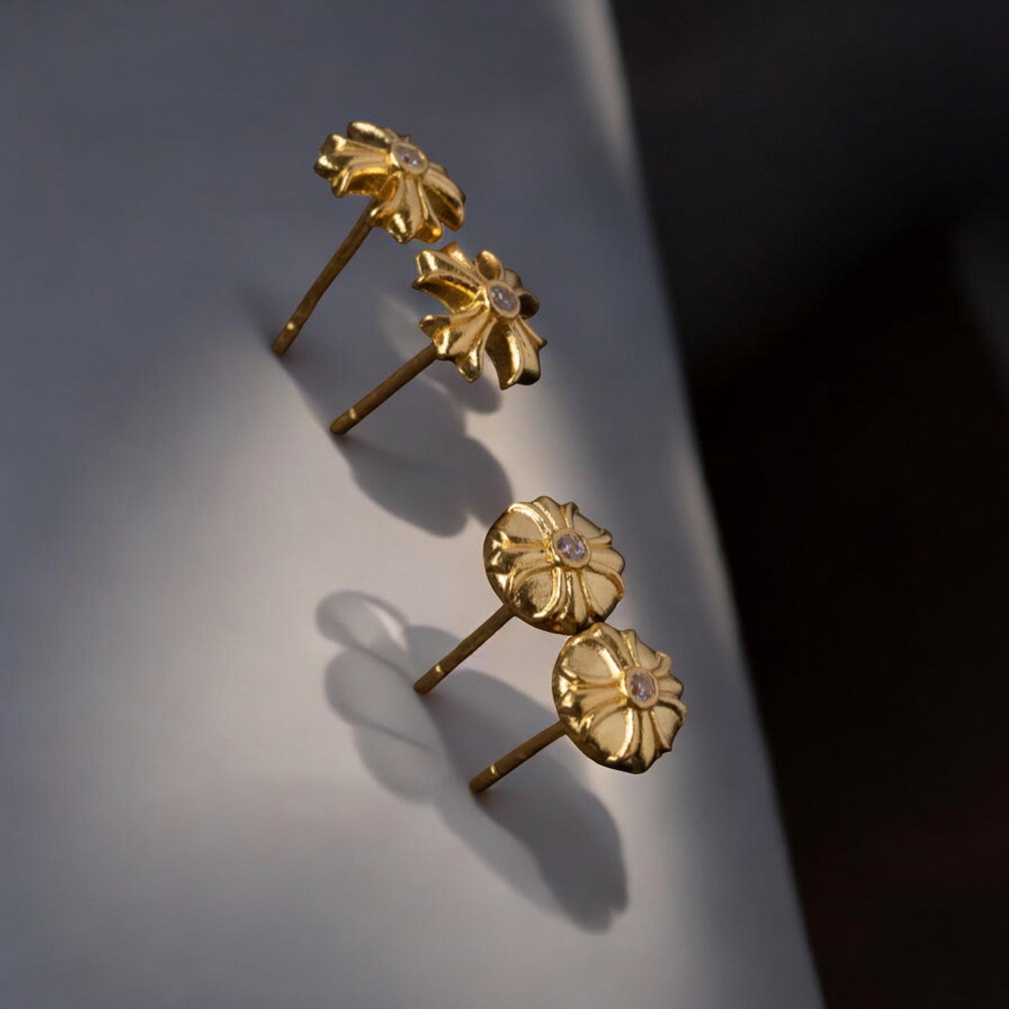 24K 999 Pure Gold Mini Moissanite Cross Stud Earrings