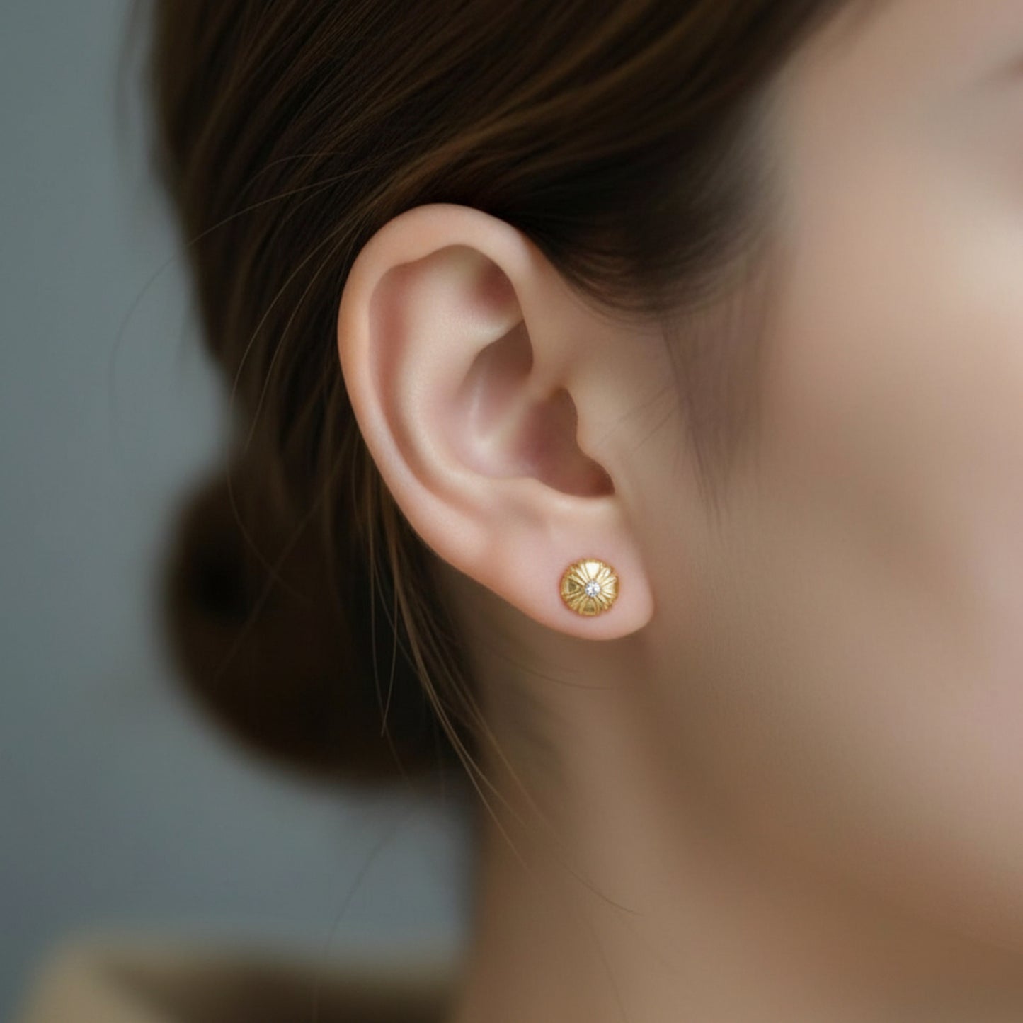 24K 999 Pure Gold Mini Moissanite Cross Stud Earrings