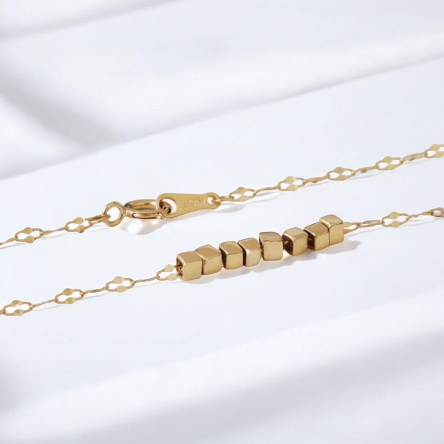 14K Gold Minimal Dainty Cube Pendant Necklace