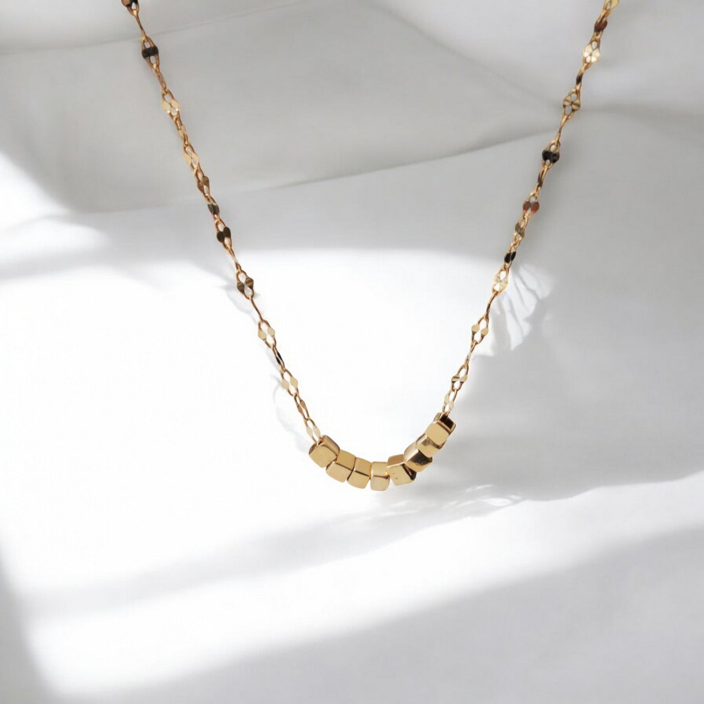 14K Gold Minimal Dainty Cube Pendant Necklace