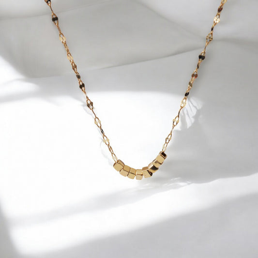 14K Gold Minimal Dainty Cube Pendant Necklace