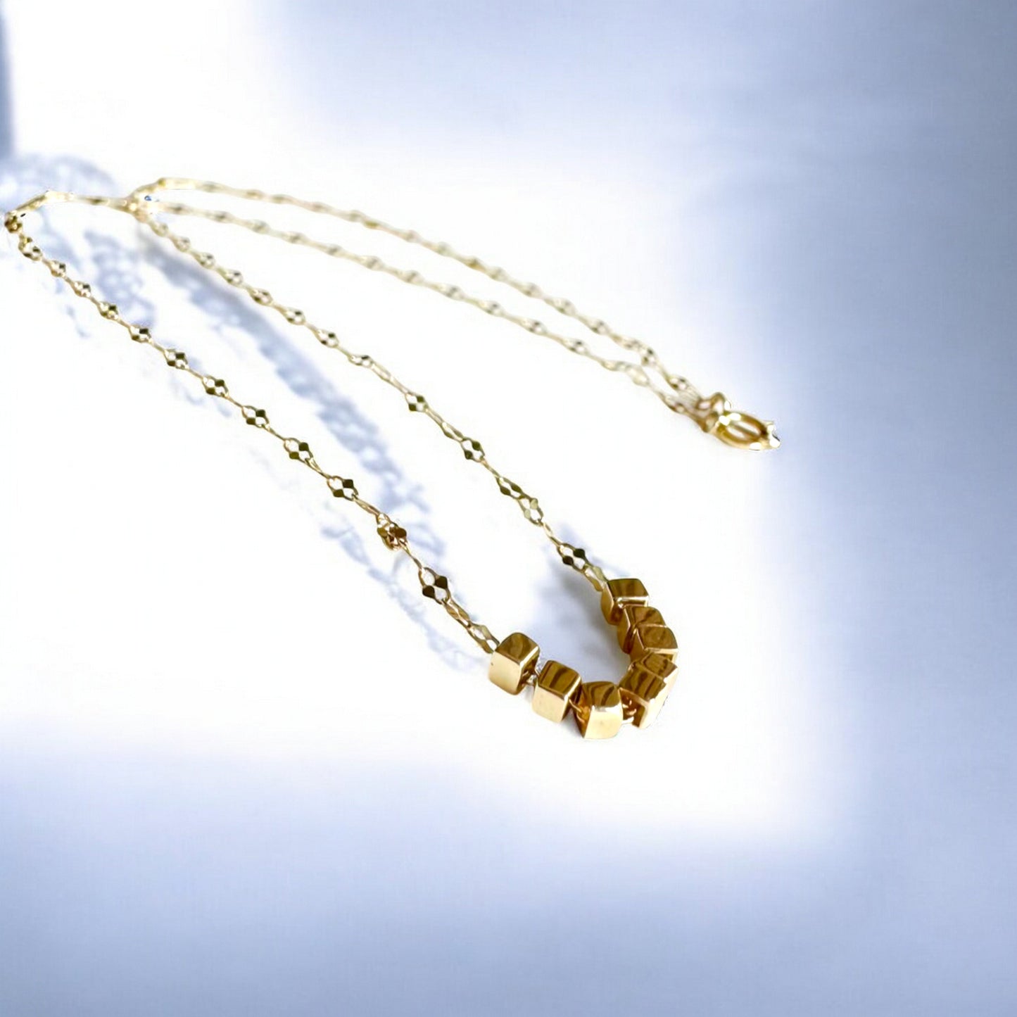 14K Gold Minimal Dainty Cube Pendant Necklace