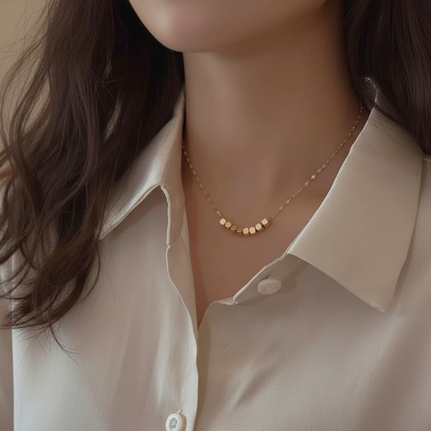 14K Gold Minimal Dainty Cube Pendant Necklace