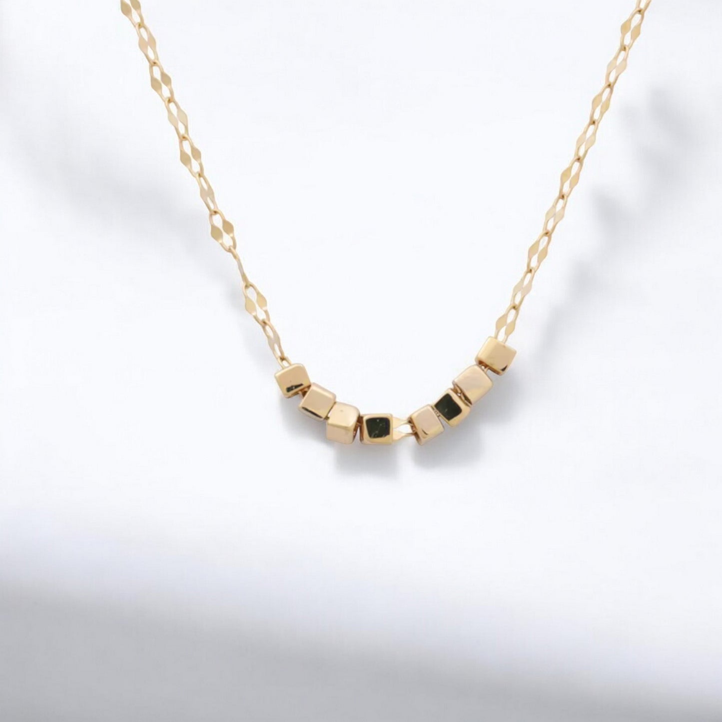 14K Gold Minimal Dainty Cube Pendant Necklace