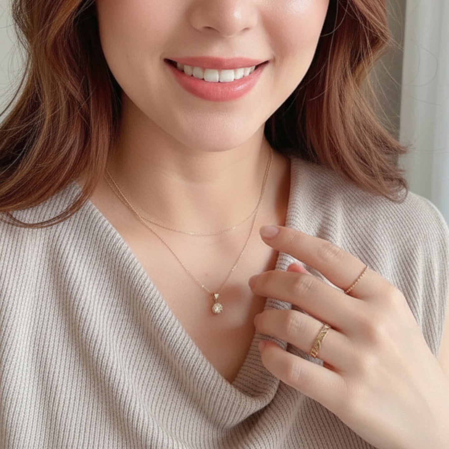 14K Real Gold Claw Rong Baskets Zircon Round Pendant