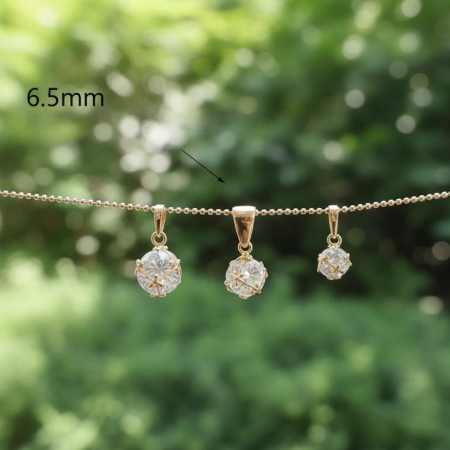 14K Real Gold Claw Rong Baskets Zircon Round Pendant