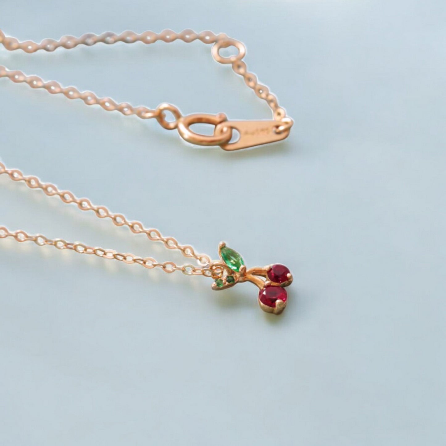 14K Gold Minimal Dainty Fruit Cherry Apple Pineapple Pendant Necklace