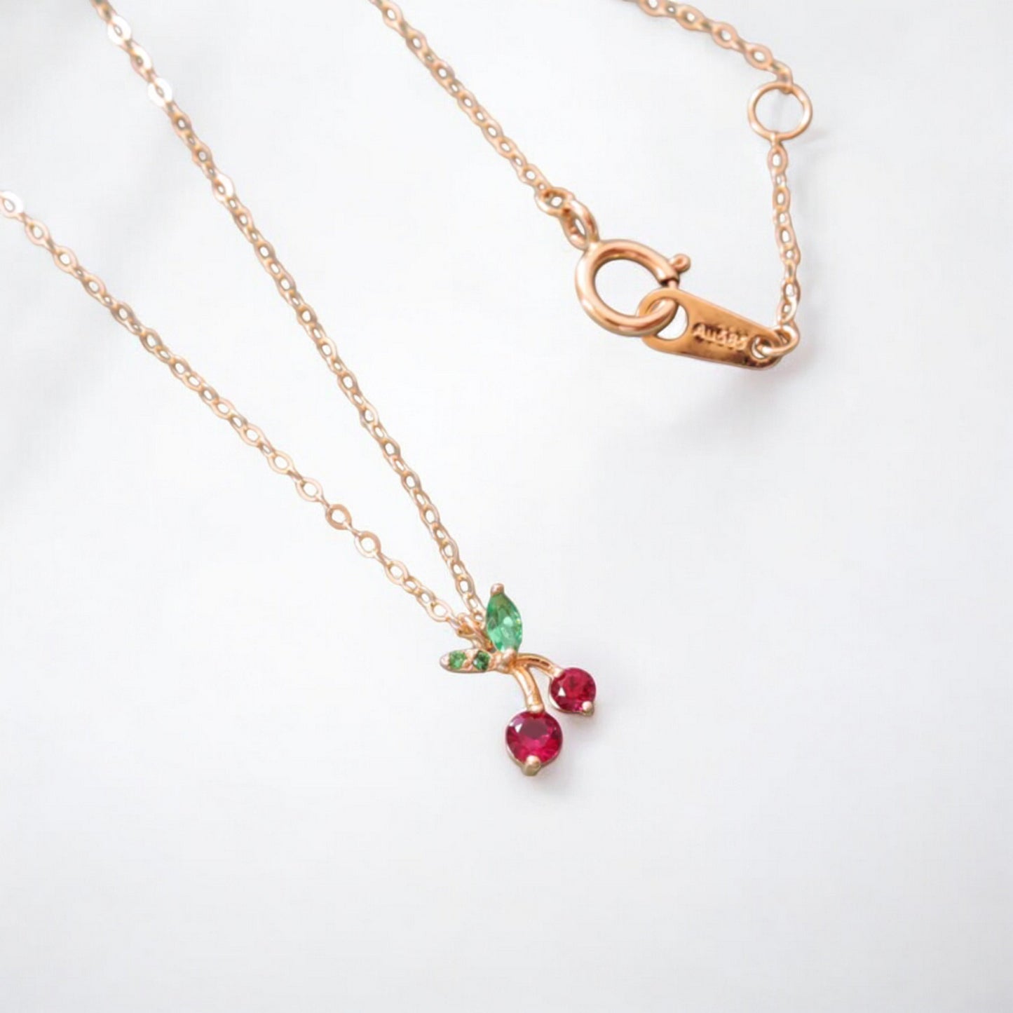 14K Gold Minimal Dainty Fruit Cherry Apple Pineapple Pendant Necklace