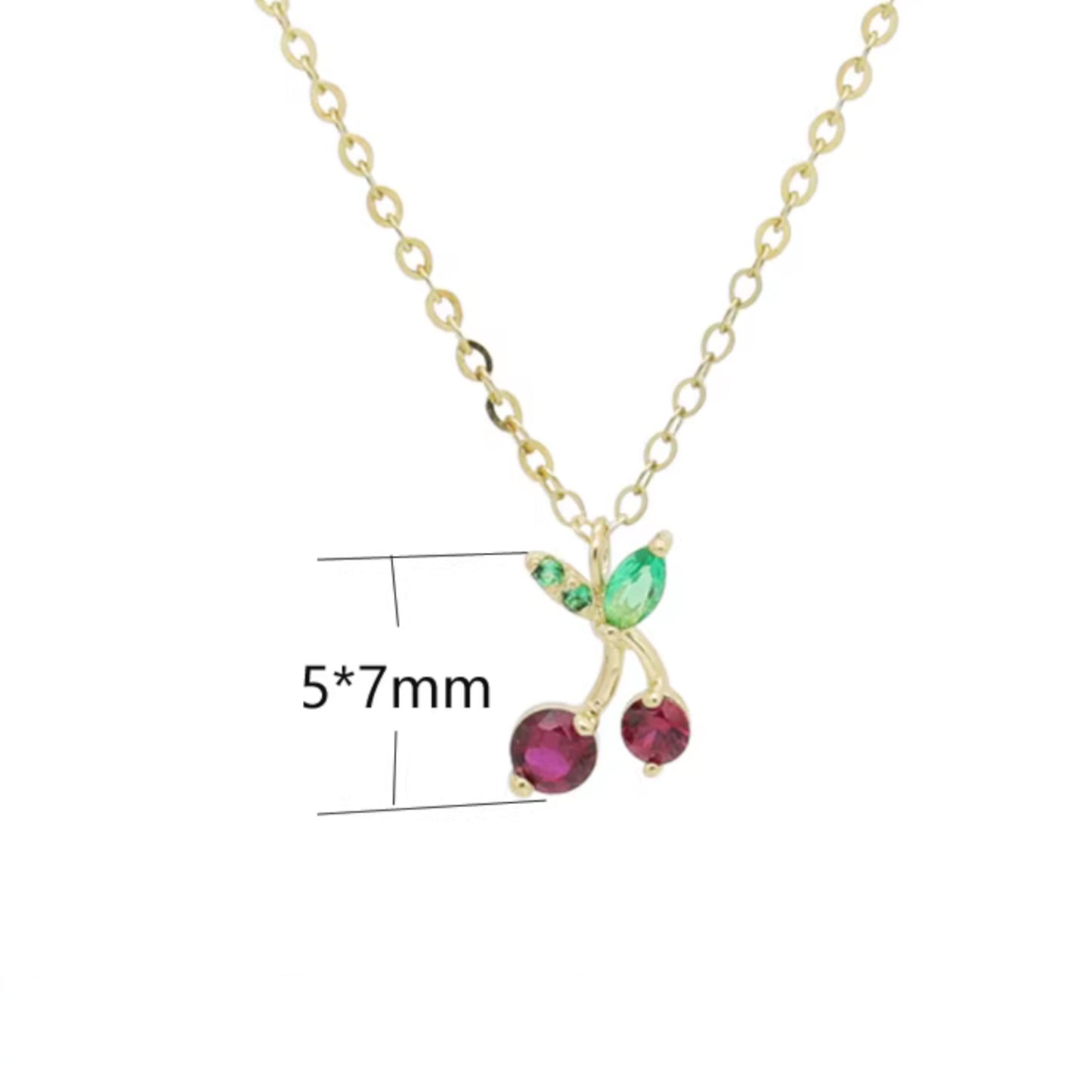 14K Gold Minimal Dainty Fruit Cherry Apple Pineapple Pendant Necklace