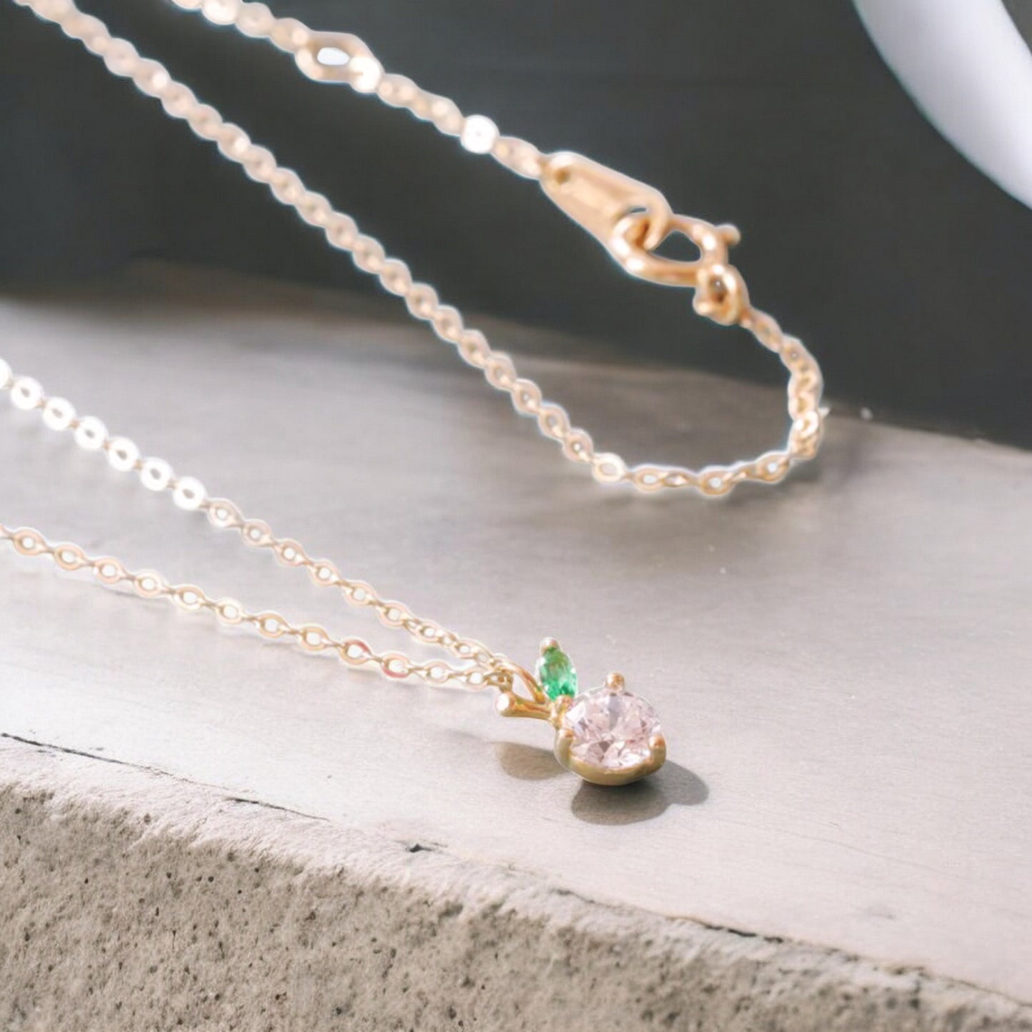 14K Gold Minimal Dainty Fruit Cherry Apple Pineapple Pendant Necklace