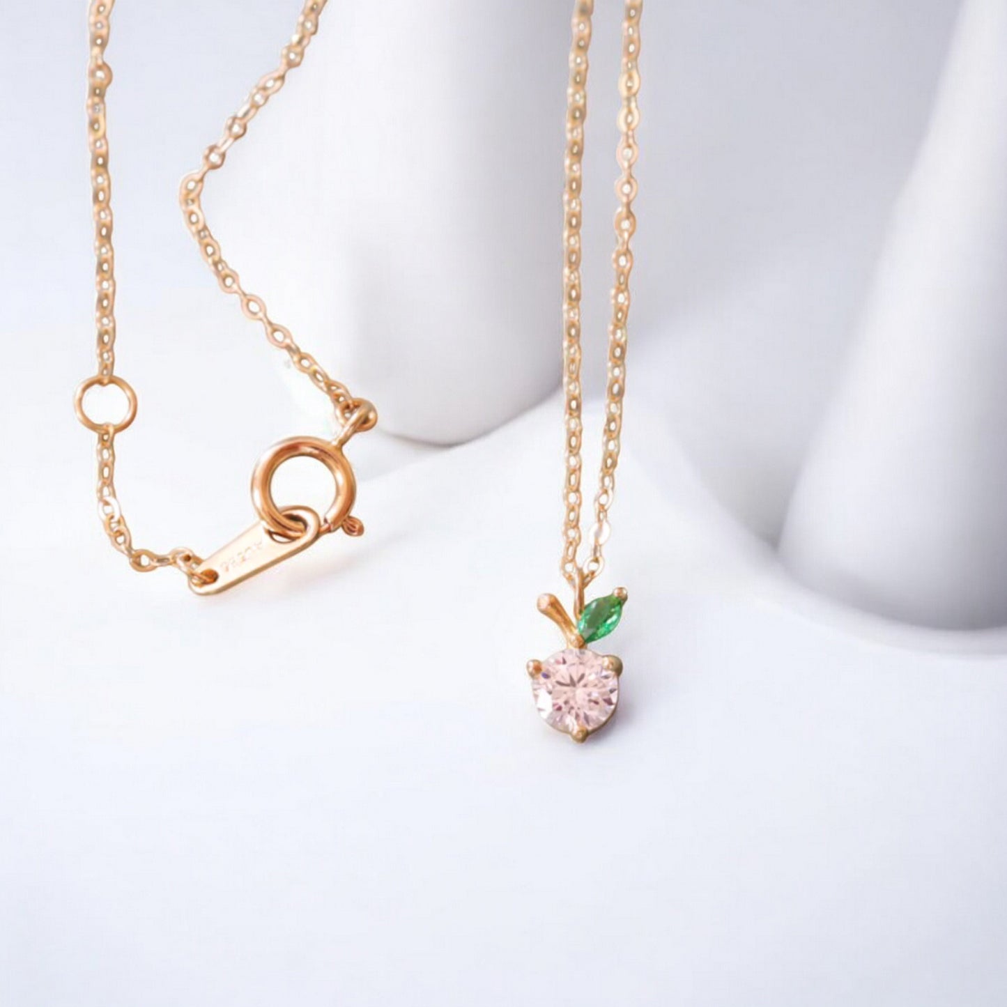 14K Gold Minimal Dainty Fruit Cherry Apple Pineapple Pendant Necklace