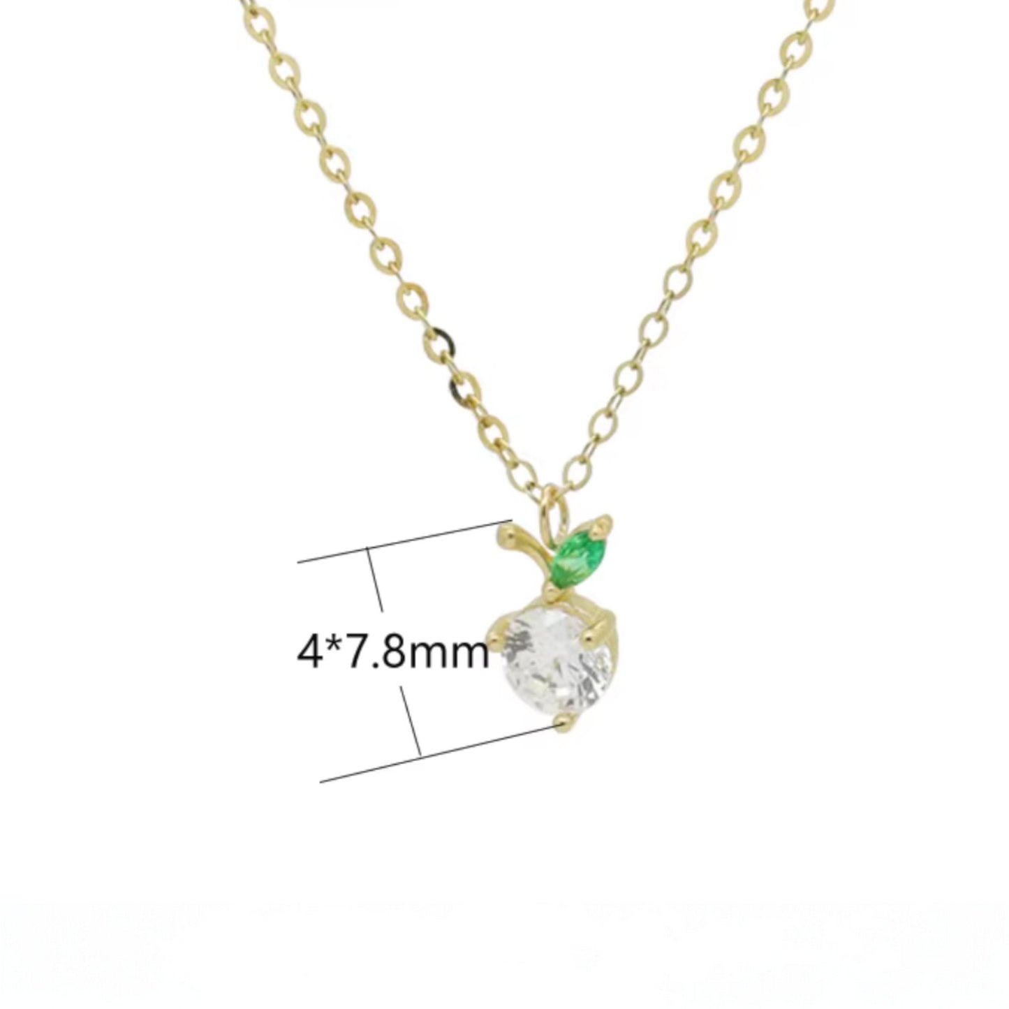 14K Gold Minimal Dainty Fruit Cherry Apple Pineapple Pendant Necklace