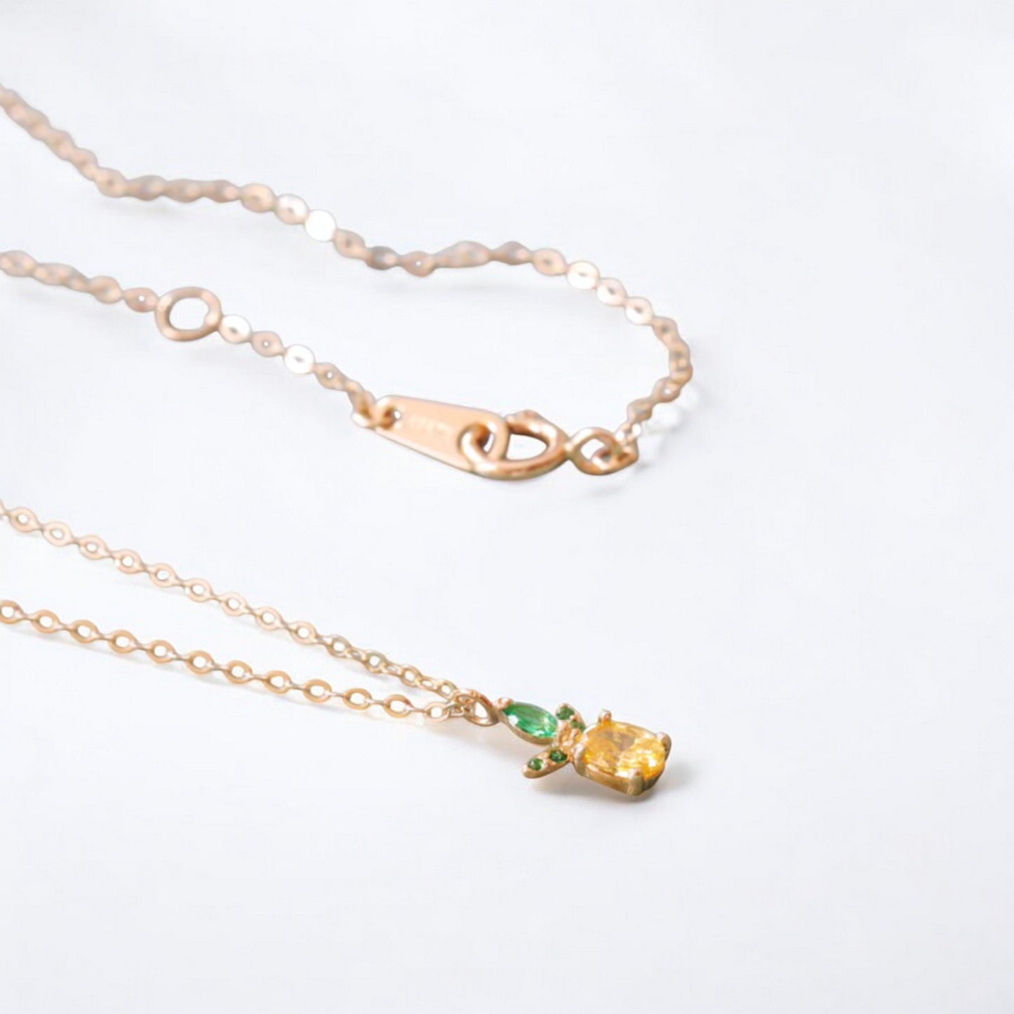 14K Gold Minimal Dainty Fruit Cherry Apple Pineapple Pendant Necklace