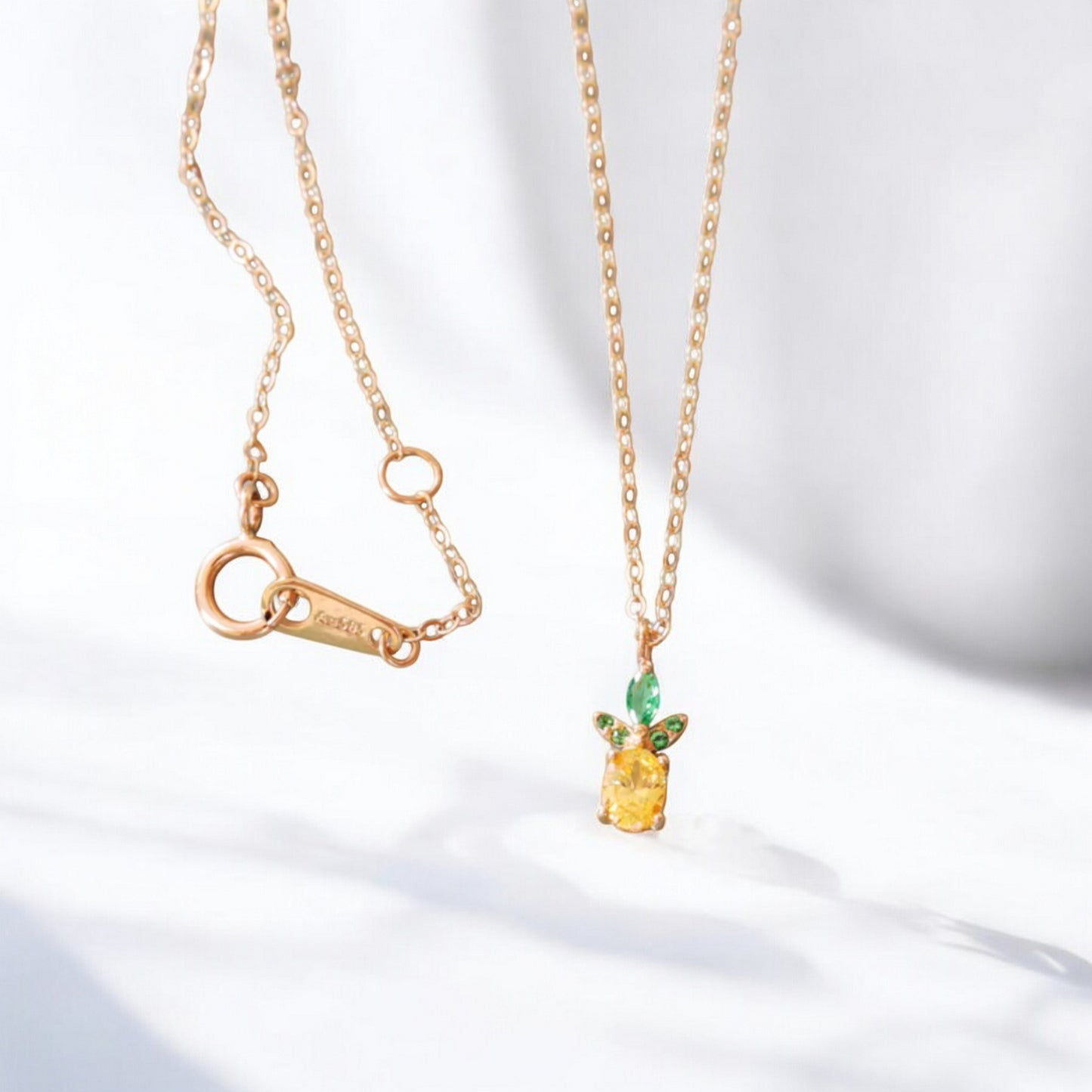14K Gold Minimal Dainty Fruit Cherry Apple Pineapple Pendant Necklace