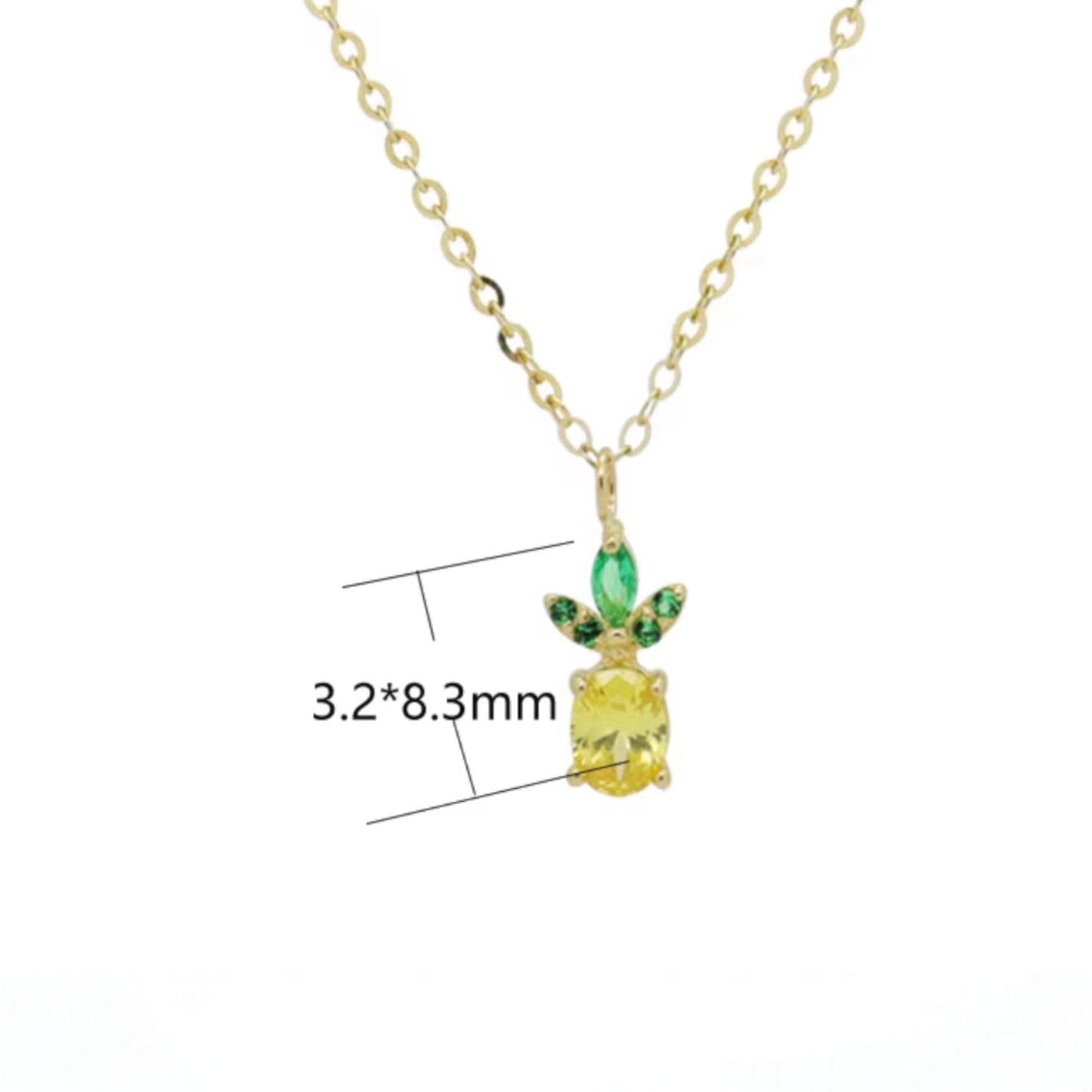 14K Gold Minimal Dainty Fruit Cherry Apple Pineapple Pendant Necklace