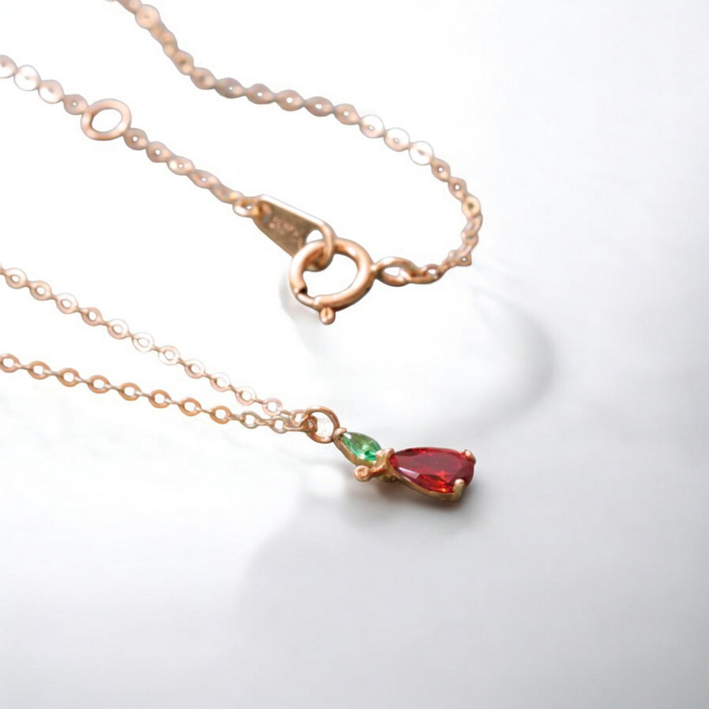 14K Gold Minimal Dainty Fruit Cherry Apple Pineapple Pendant Necklace