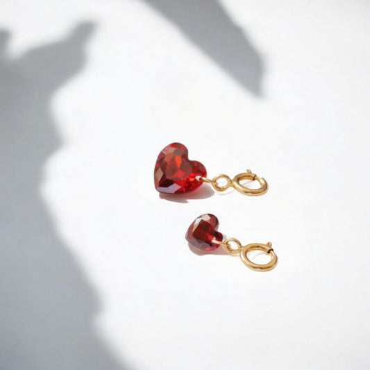 14K Real Gold Petite Pomegranate Red Heart Universal Buckle Pendant D.I.Y Charm