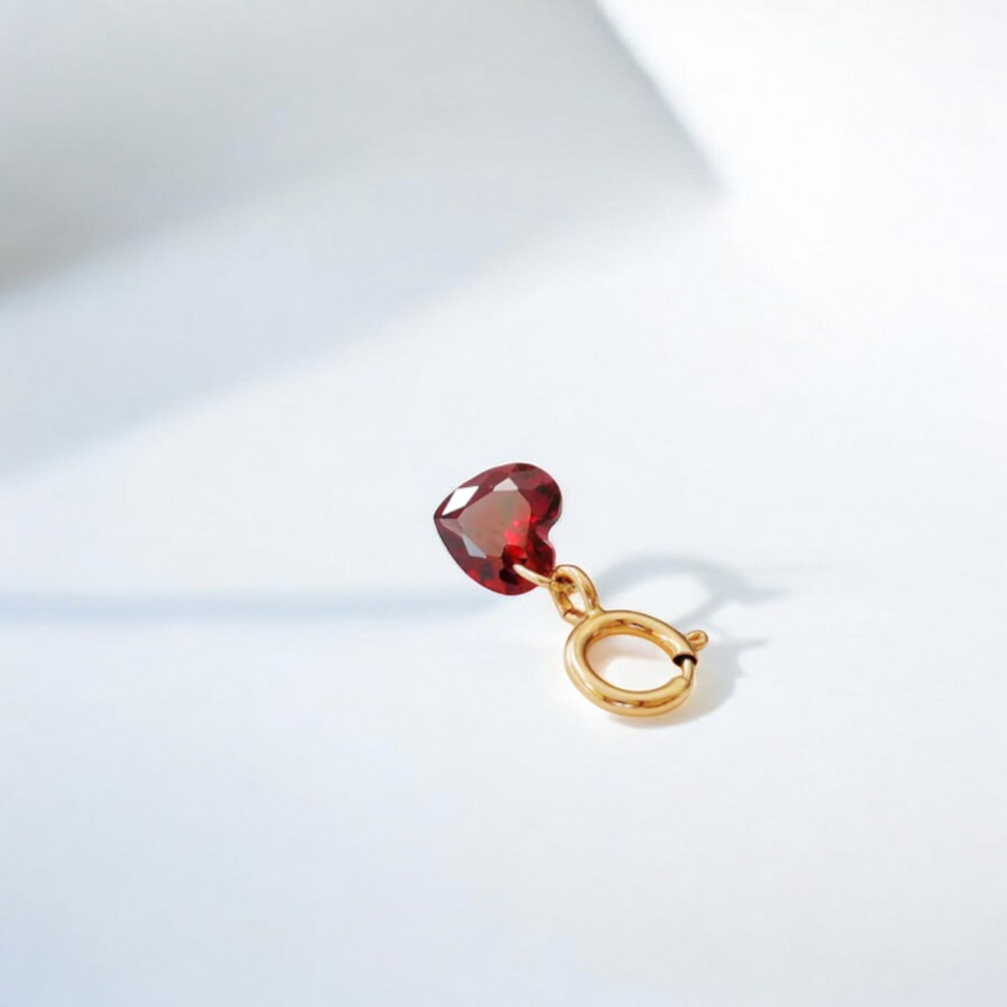 14K Real Gold Petite Pomegranate Red Heart Universal Buckle Pendant D.I.Y Charm