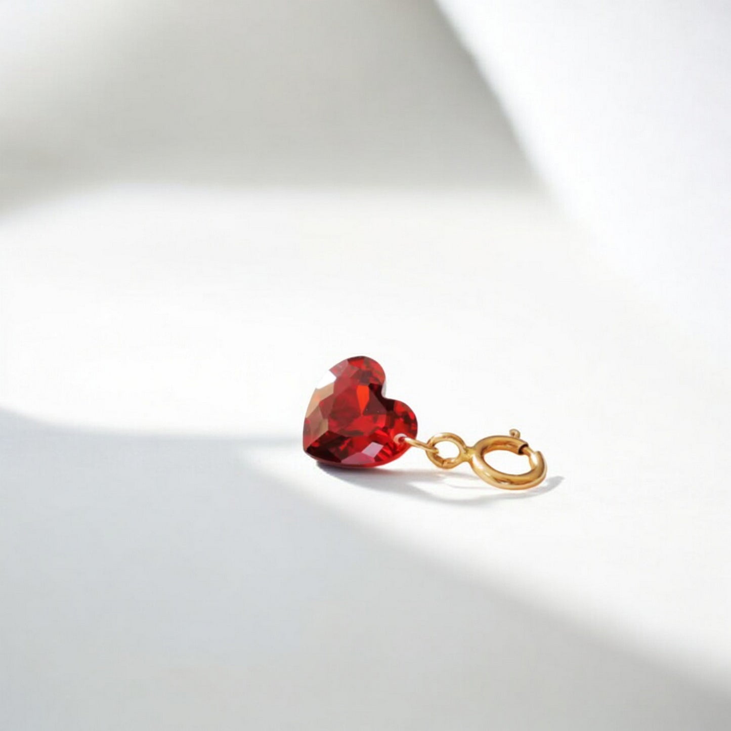 14K Real Gold Petite Pomegranate Red Heart Universal Buckle Pendant D.I.Y Charm