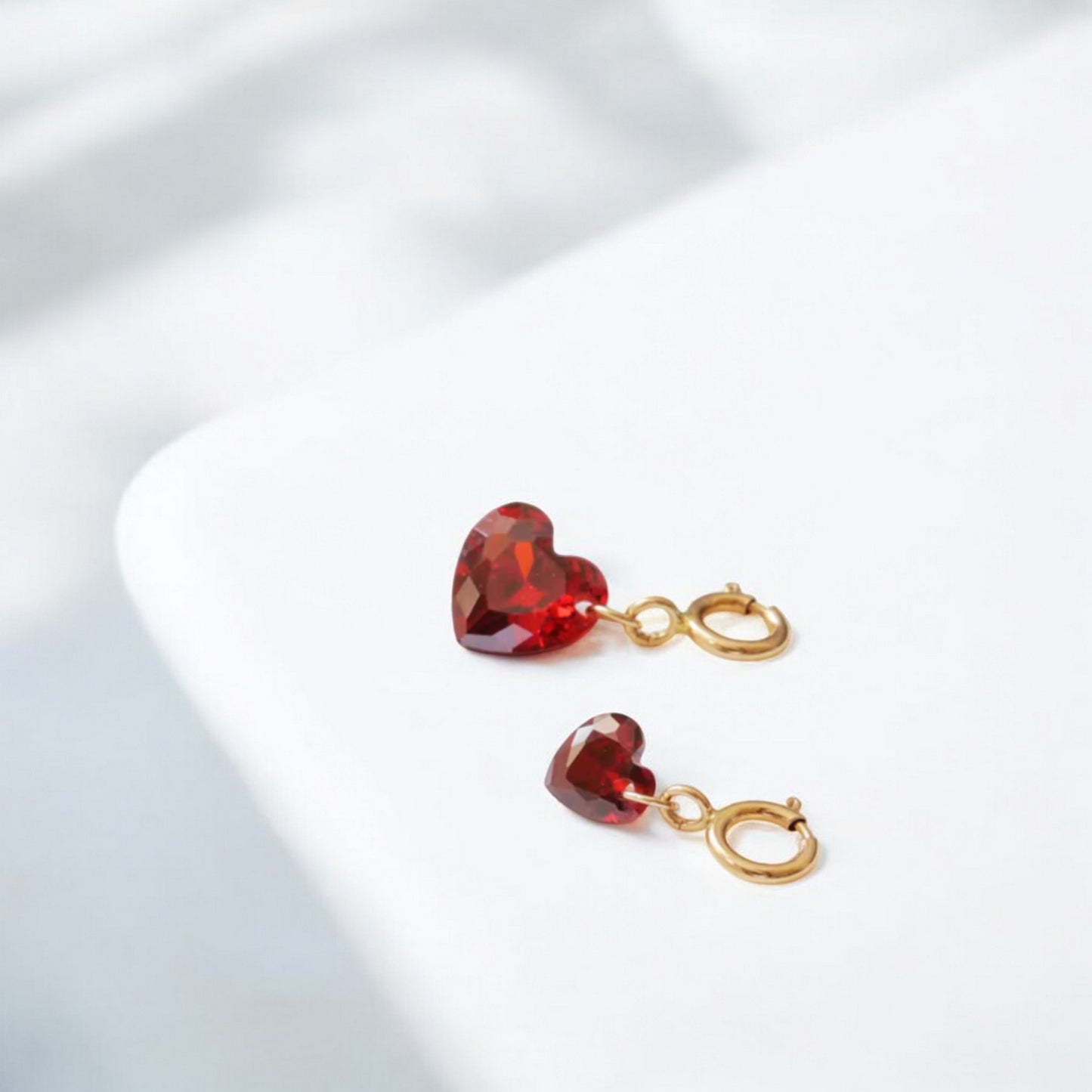 14K Real Gold Petite Pomegranate Red Heart Universal Buckle Pendant D.I.Y Charm
