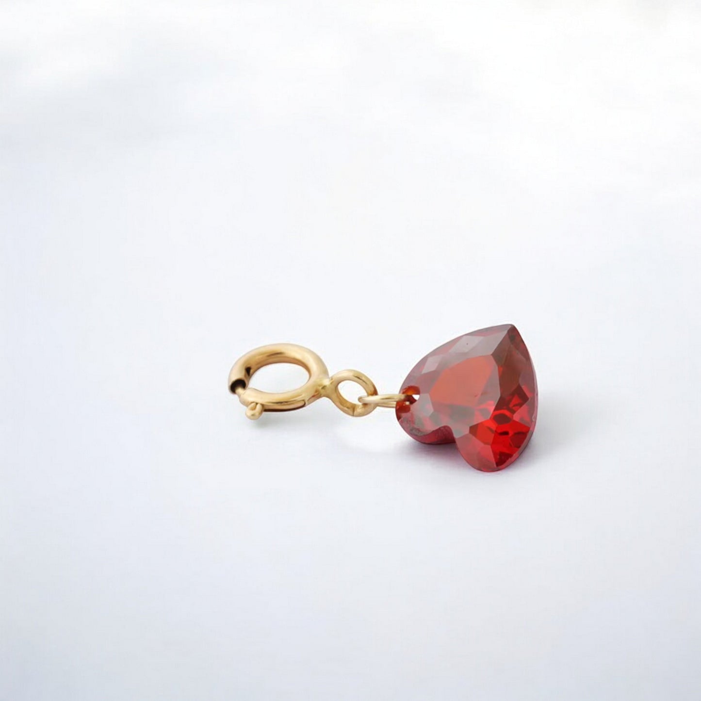 14K Real Gold Petite Pomegranate Red Heart Universal Buckle Pendant D.I.Y Charm
