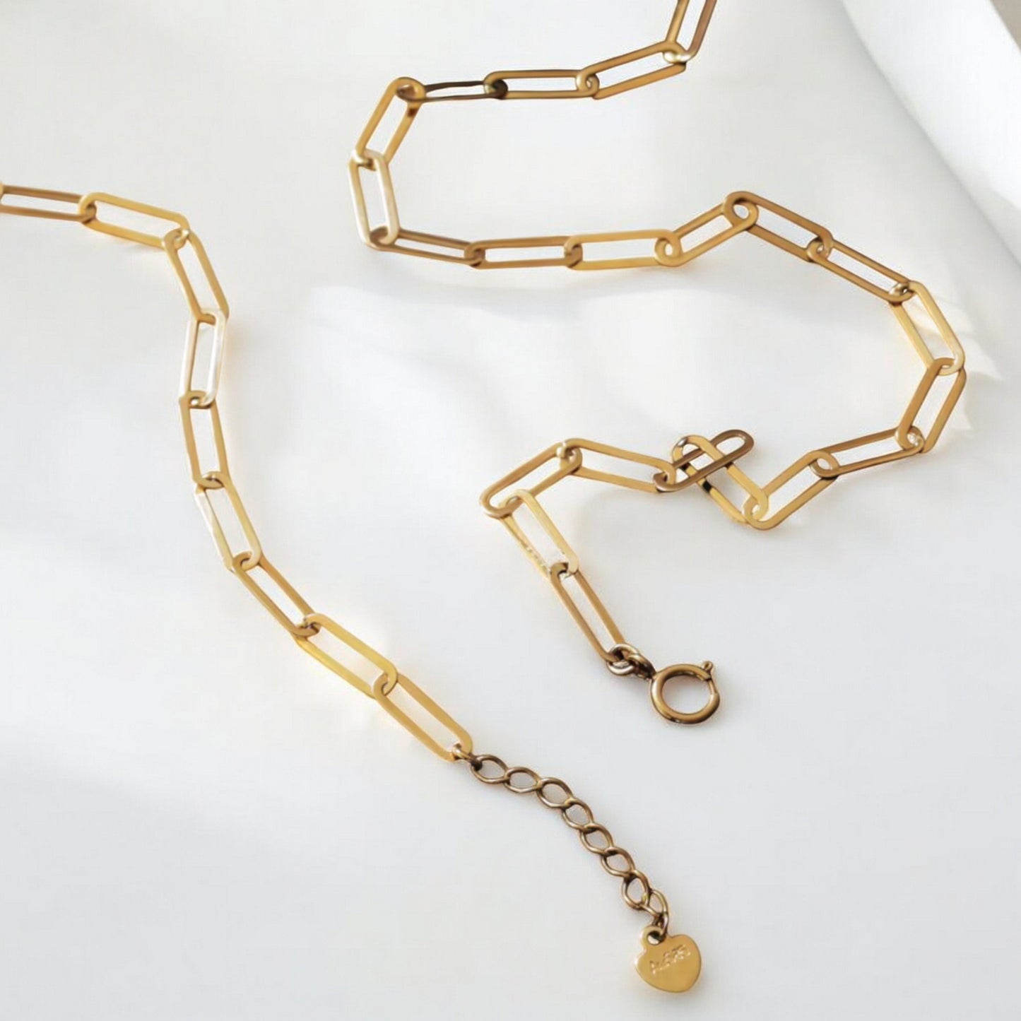 14K Gold Minimal Chain and Link Bracelet Necklace