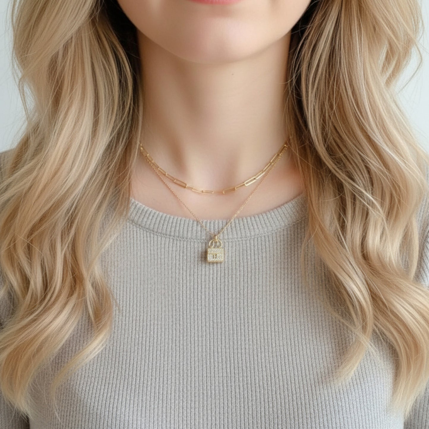 14K Gold Minimal Chain and Link Bracelet Necklace