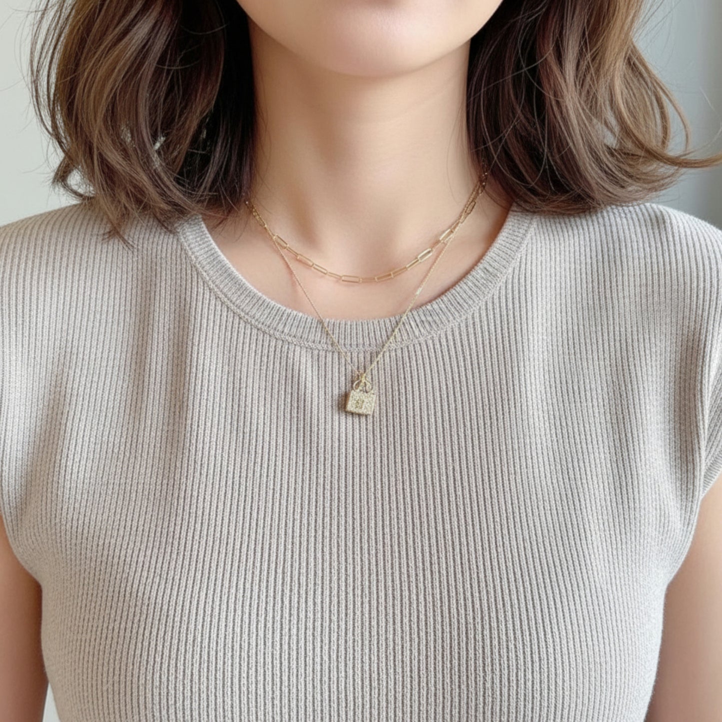 14K Gold Minimal Chain and Link Bracelet Necklace