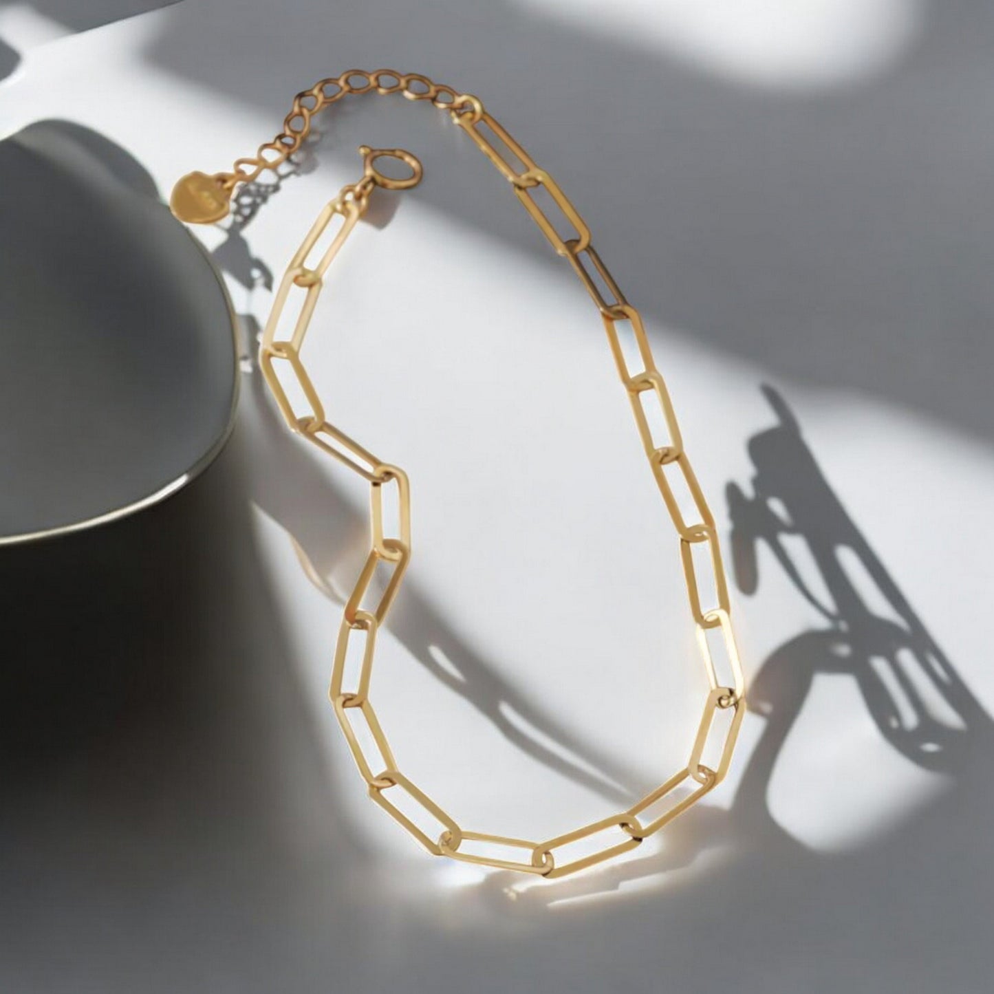 14K Gold Minimal Chain and Link Bracelet Necklace