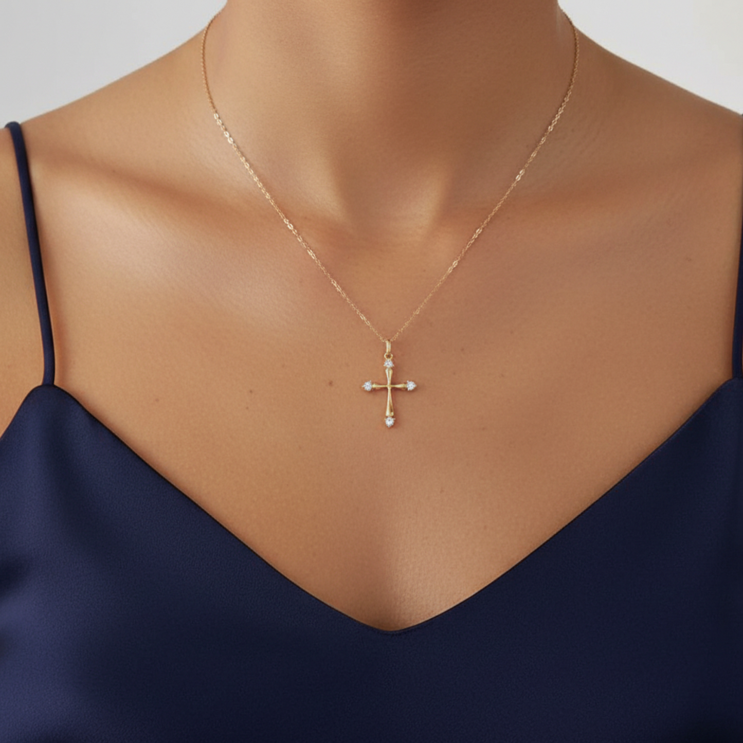 14K Gold Minimal Dainty Cross Pendant