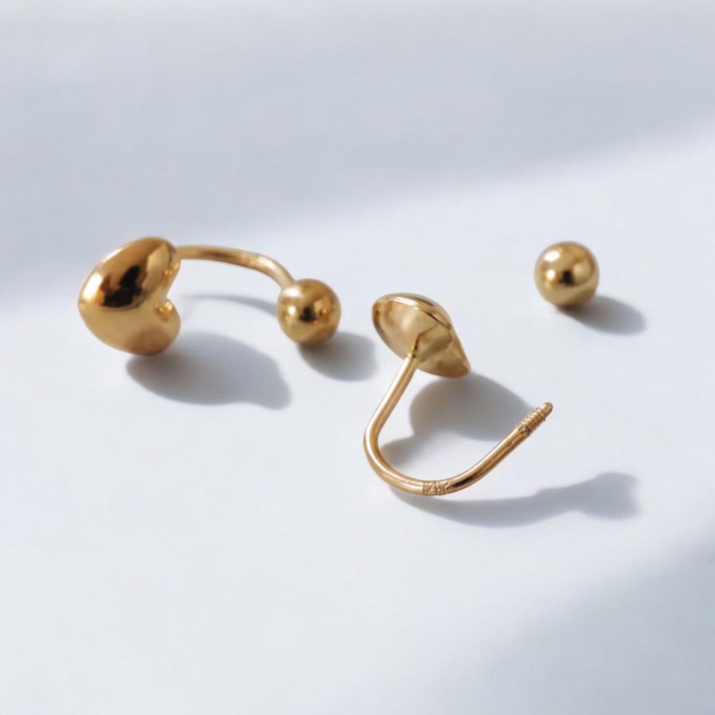 14K Pure Gold Heart Earrings