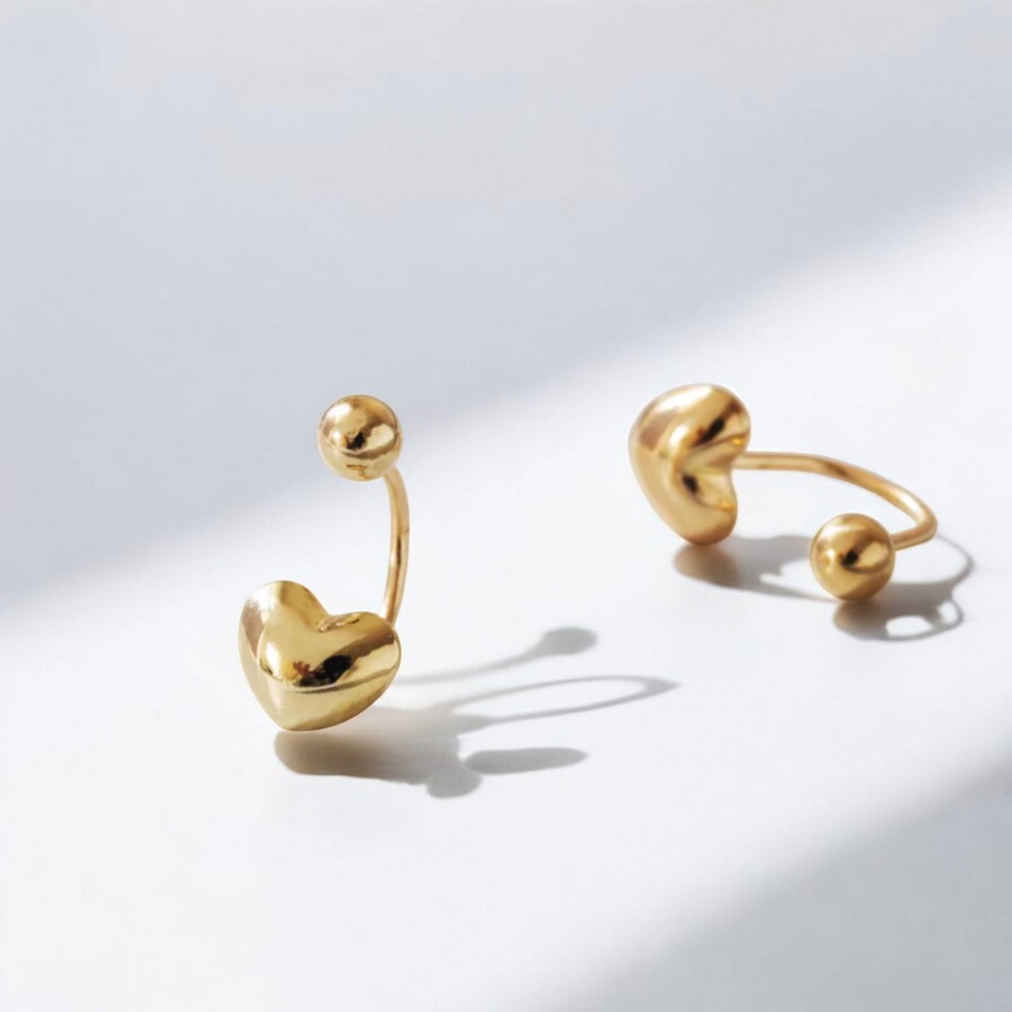 14K Pure Gold Heart Earrings