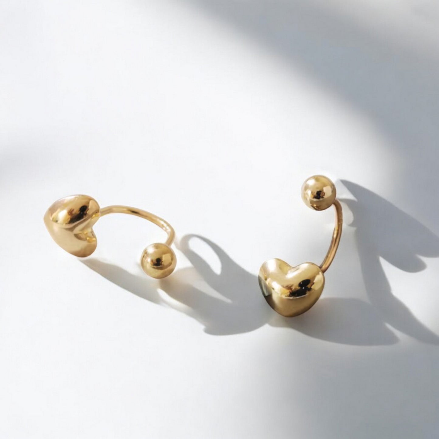 14K Pure Gold Heart Earrings