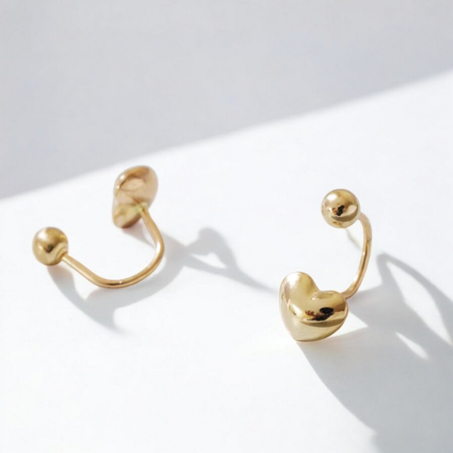 14K Pure Gold Heart Earrings