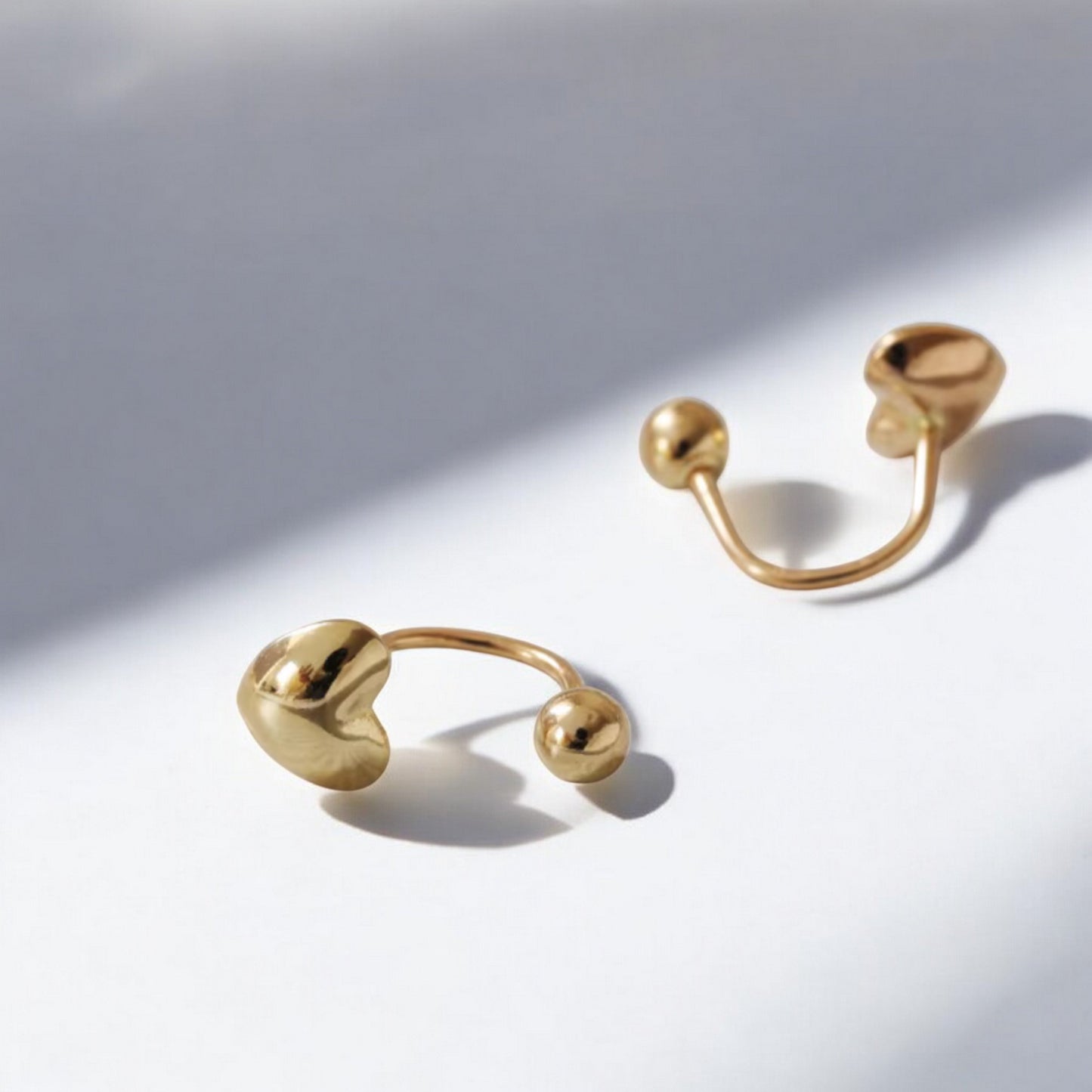 14K Pure Gold Heart Earrings