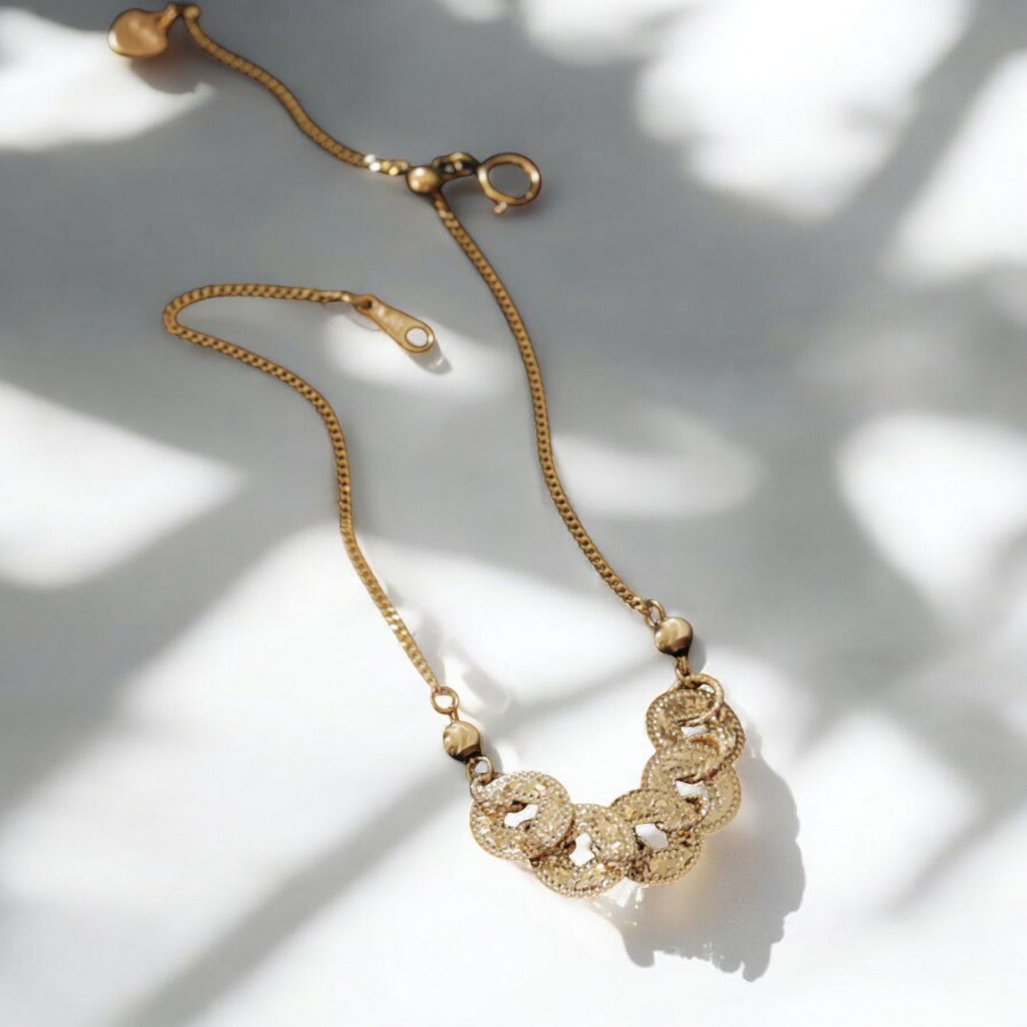 14K Real Gold Minimal Lucky Charm Five Emperors Coin Bracelet and Necklace