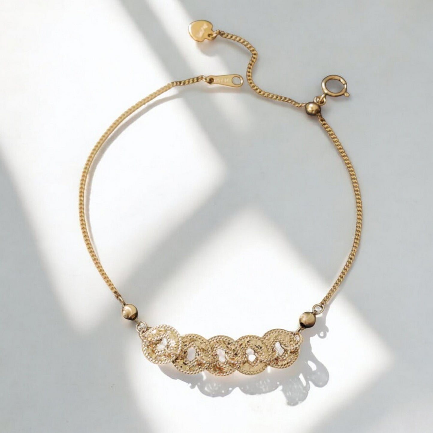 14K Real Gold Minimal Lucky Charm Five Emperors Coin Bracelet and Necklace
