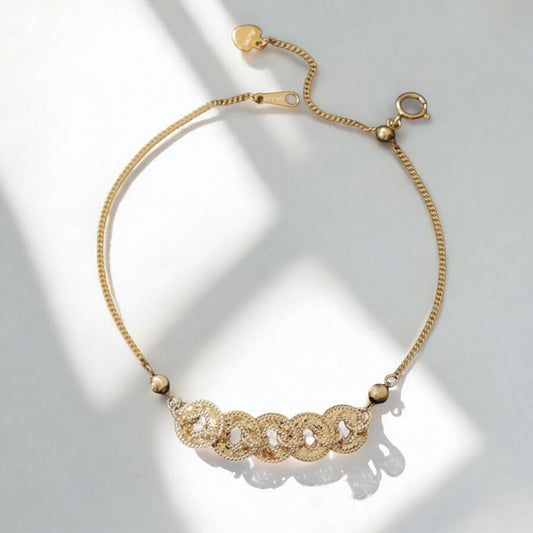 14K Real Gold Minimal Lucky Charm Five Emperors Coin Bracelet and Necklace