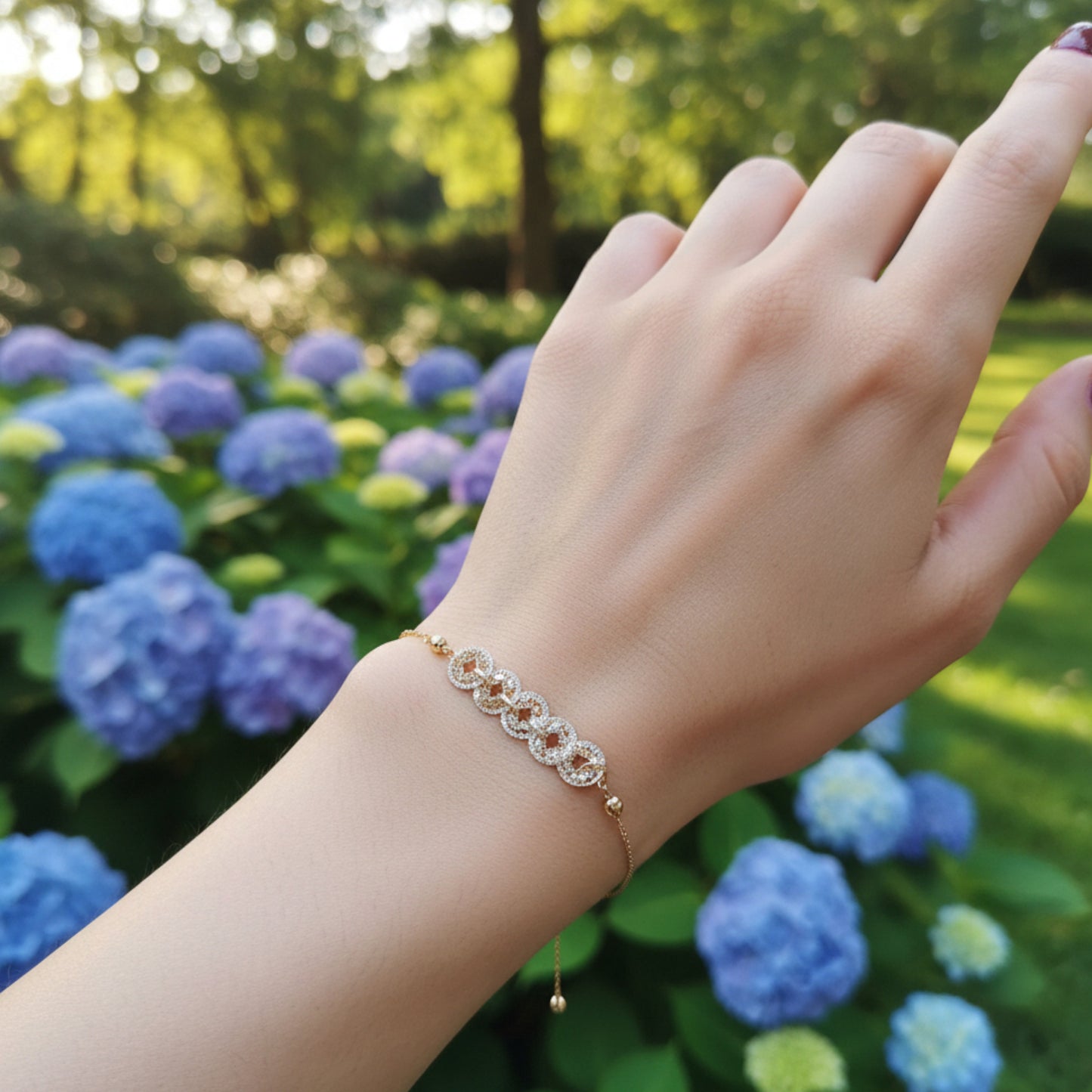 14K Real Gold Minimal Lucky Charm Five Emperors Coin Bracelet and Necklace
