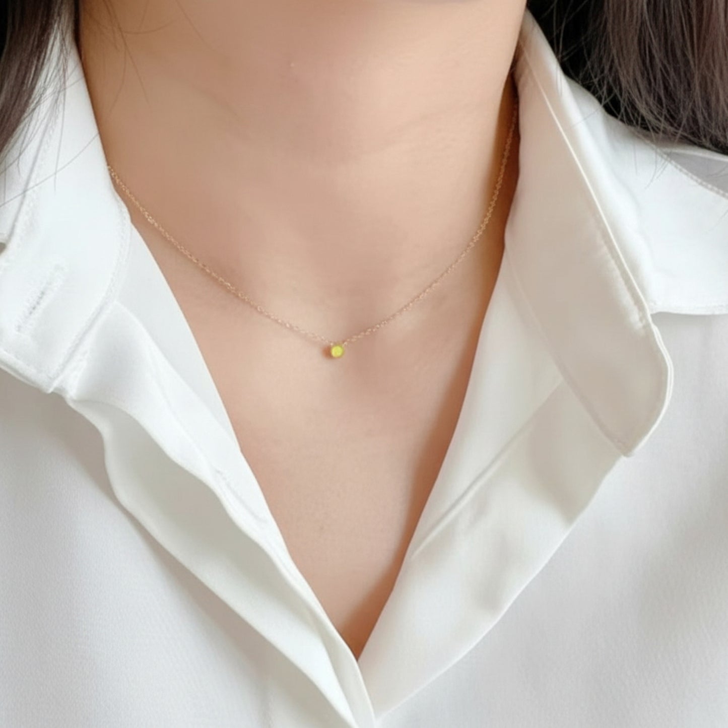 14K Real Gold Minimal Neon Color Charm Bracelet and Necklace