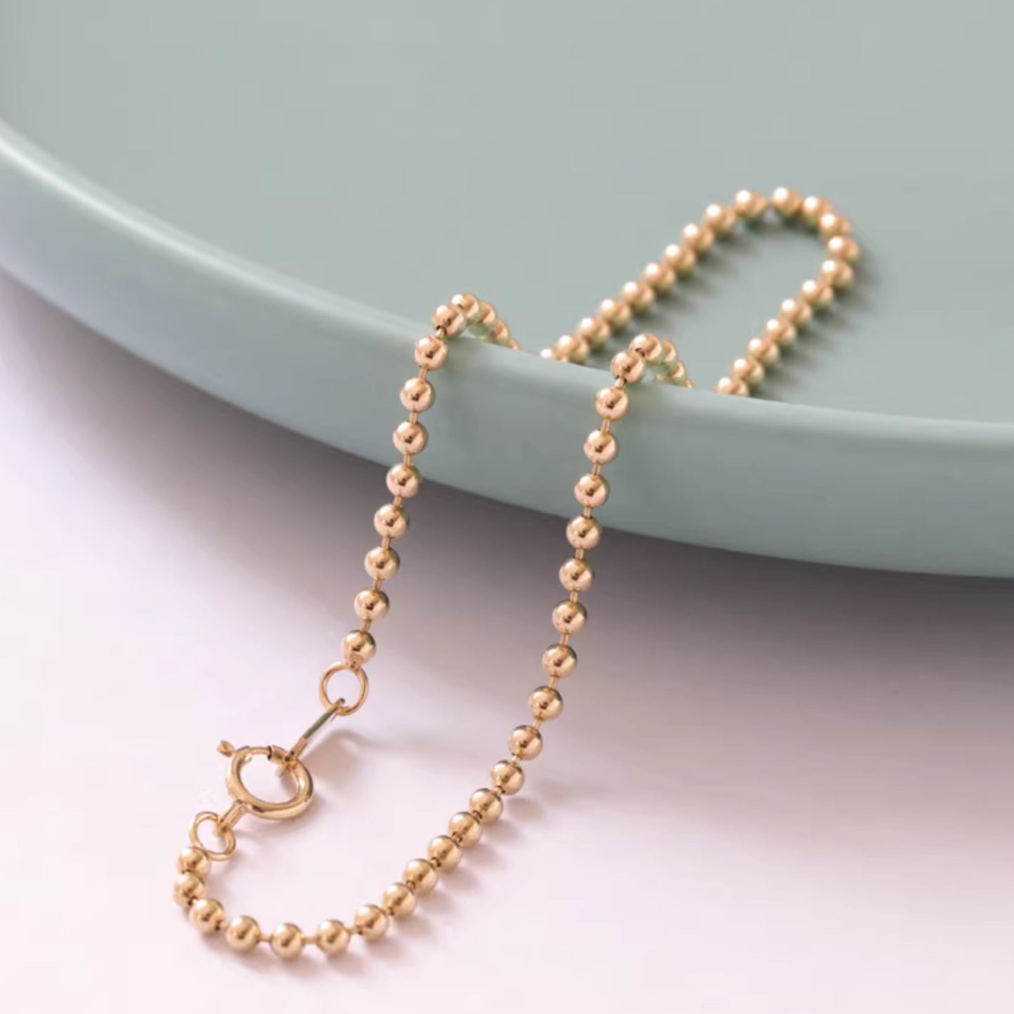 14K Gold Minimal Beads Gold Bracelet