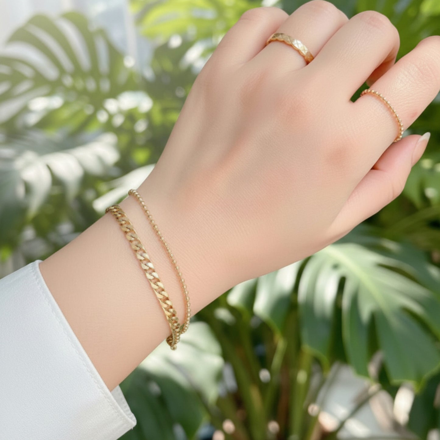 14K Gold Minimal Beads Gold Bracelet